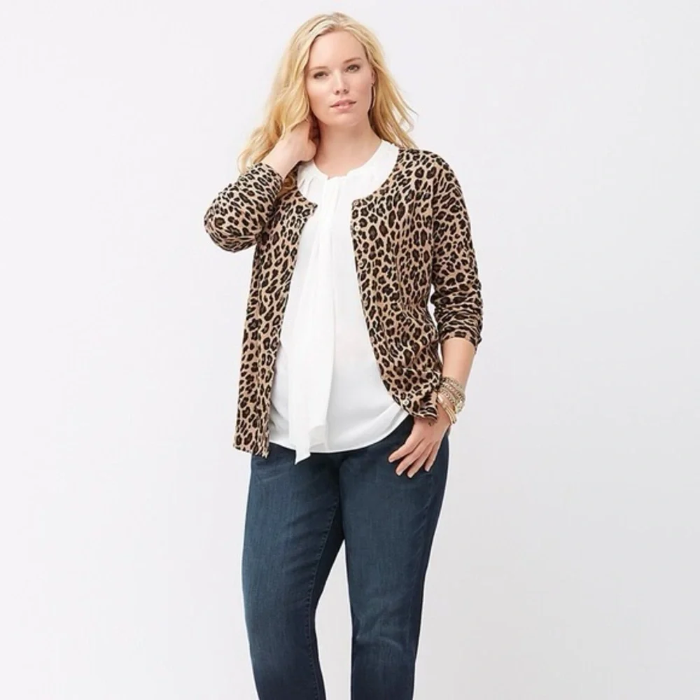 🐆 Lane Bryant, Leopard Print Knit Cardigan